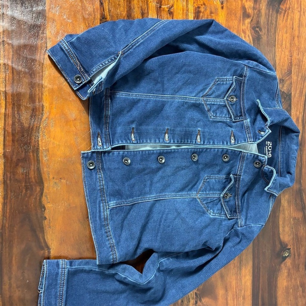 Parasuco Women's Blue Denim Trucker Jacket Medium Stylish‎ Stitching